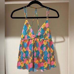 ZARA Floral Spaghetti Strap Top